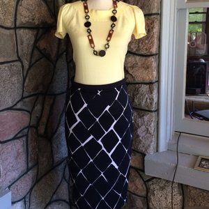 The Limited navy & white high waist pencil skirt